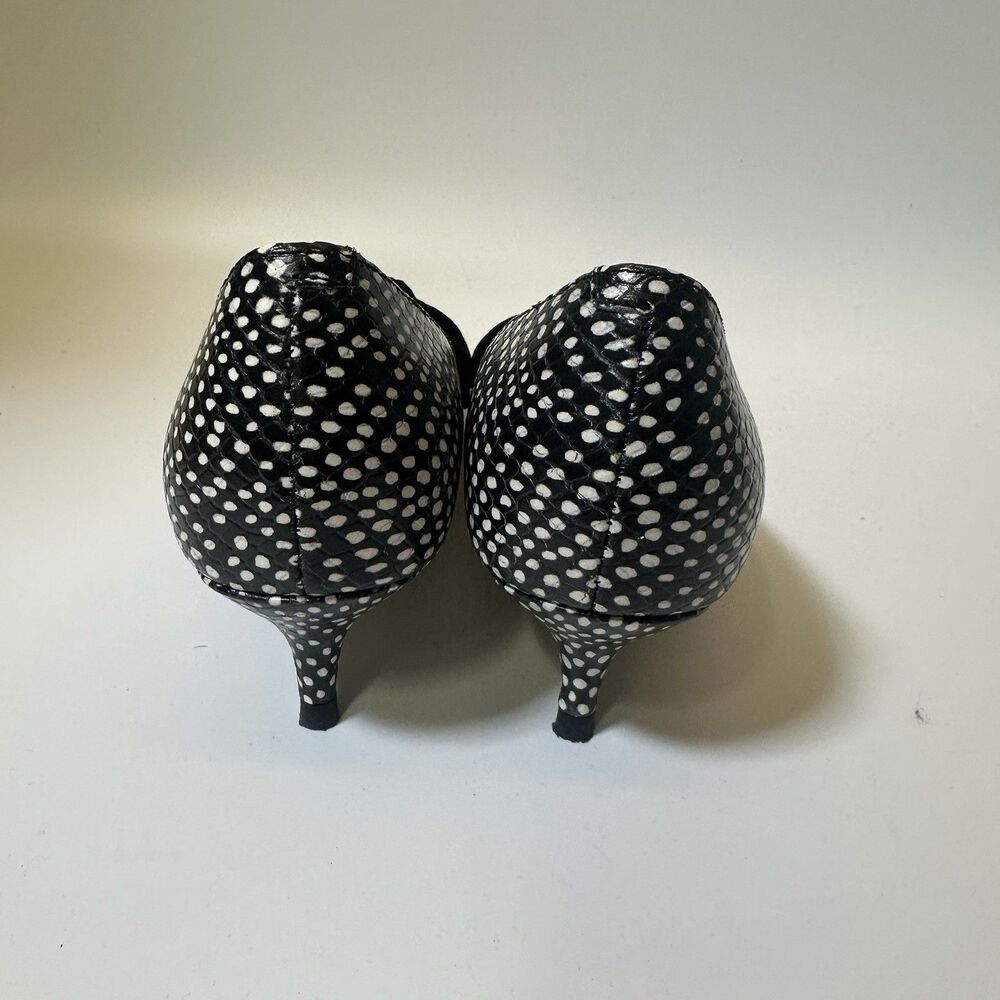 Talbots Polka Dot Bow Heels Black White Kitten Heel Pumps Women 7.5 - Picture 4 of 7